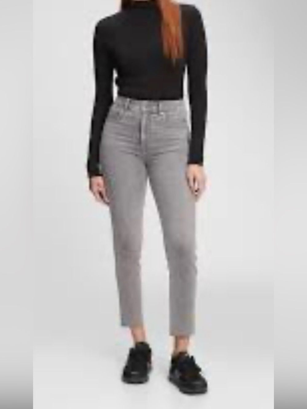GAP Gray Sky High Rise Vintage Slim Jeans Raw Hem Size 31